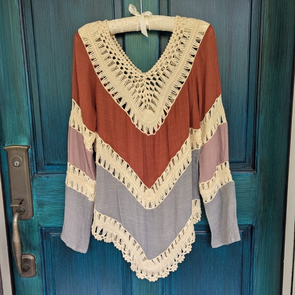 🔴 CLEARANCE   Macrame Crochet Boho Blouse & Swim Cover Up
